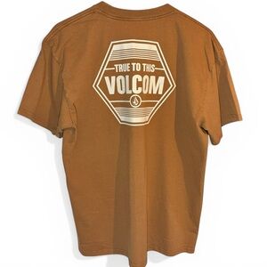 Volcom Men’s Short Sleeve Tee in Tan/Brown, 100% Cotton, Size Large